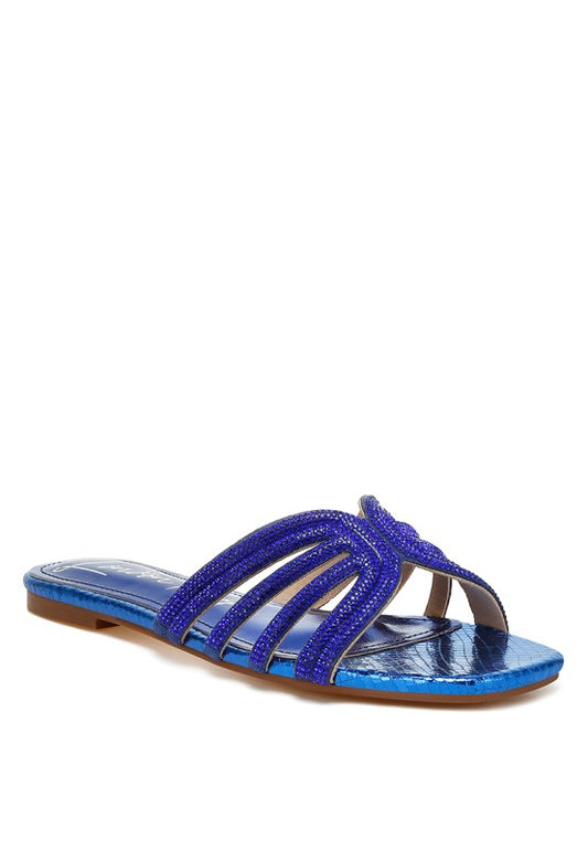 Rhinestone Cut Out Slide Sandals - Premium variable from Tooksie - Just $30.99! Shop now at Tooksie
