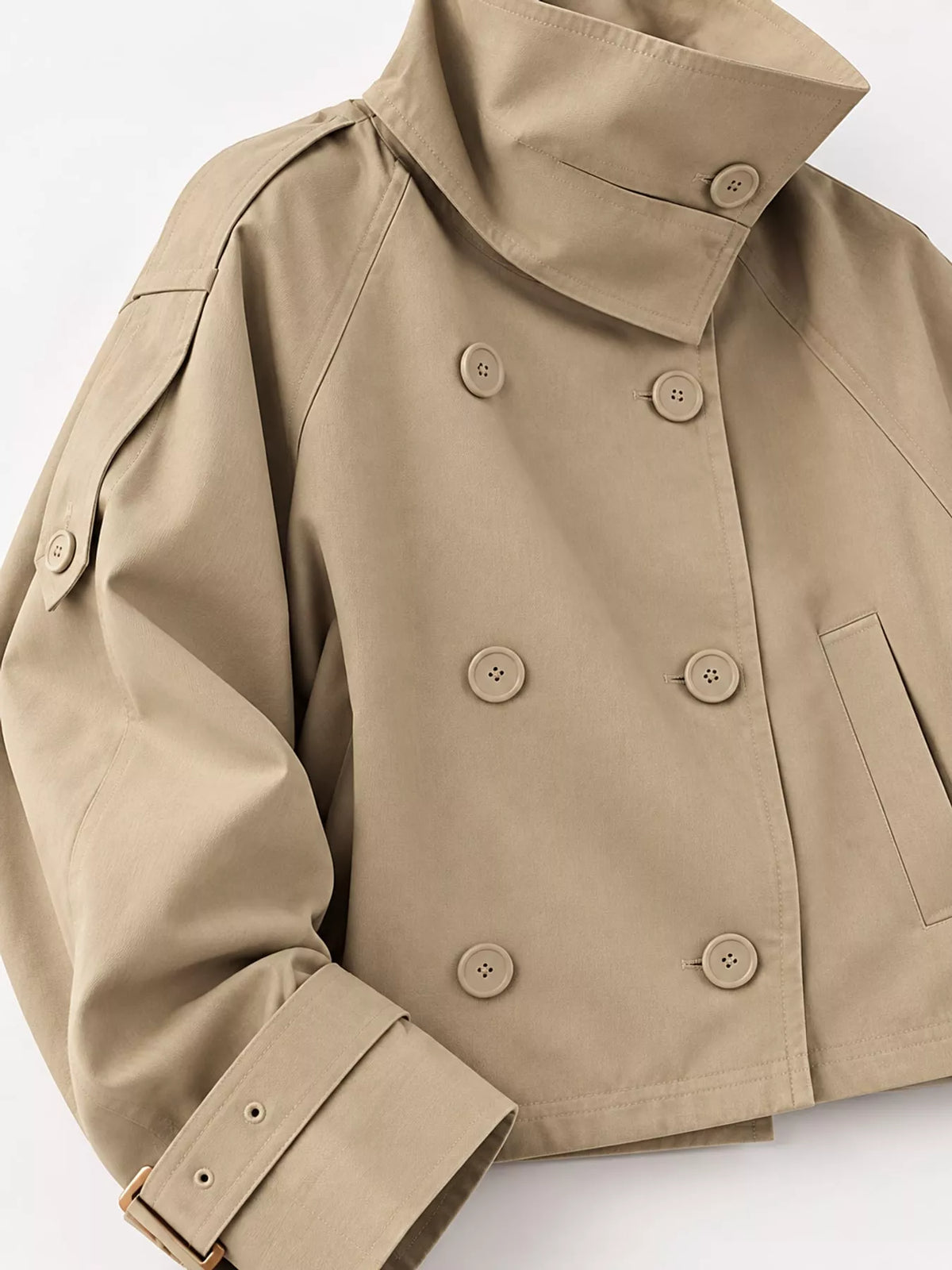 Double-Breasted Cropped Trench Coat - Premium variable from Tooksie - Just $56.99! Shop now at Tooksie