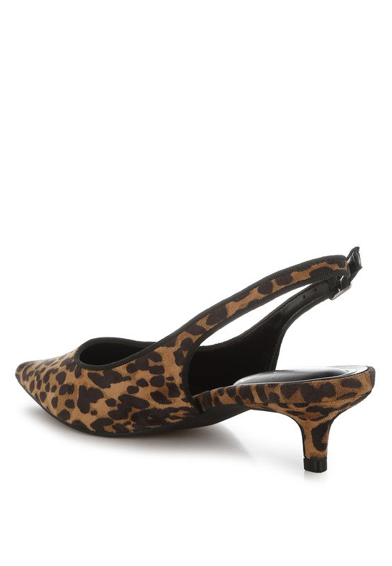 Leopard Print Kitten Heel Slingbacks - Premium variable from Tooksie - Just $68.99! Shop now at Tooksie