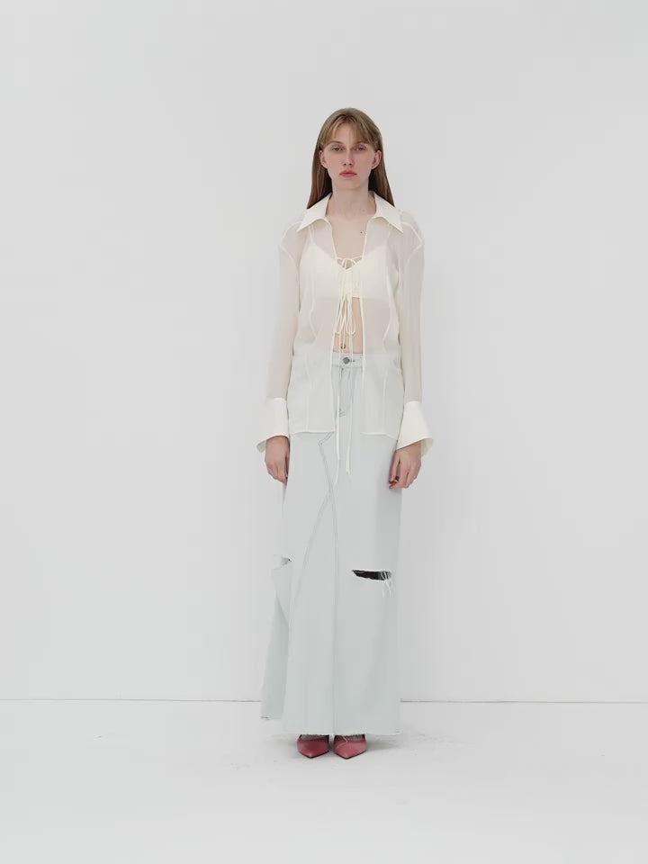 Silk Chiffon Long Sleeved Shirt - Premium variable from Tooksie - Just $69.99! Shop now at Tooksie