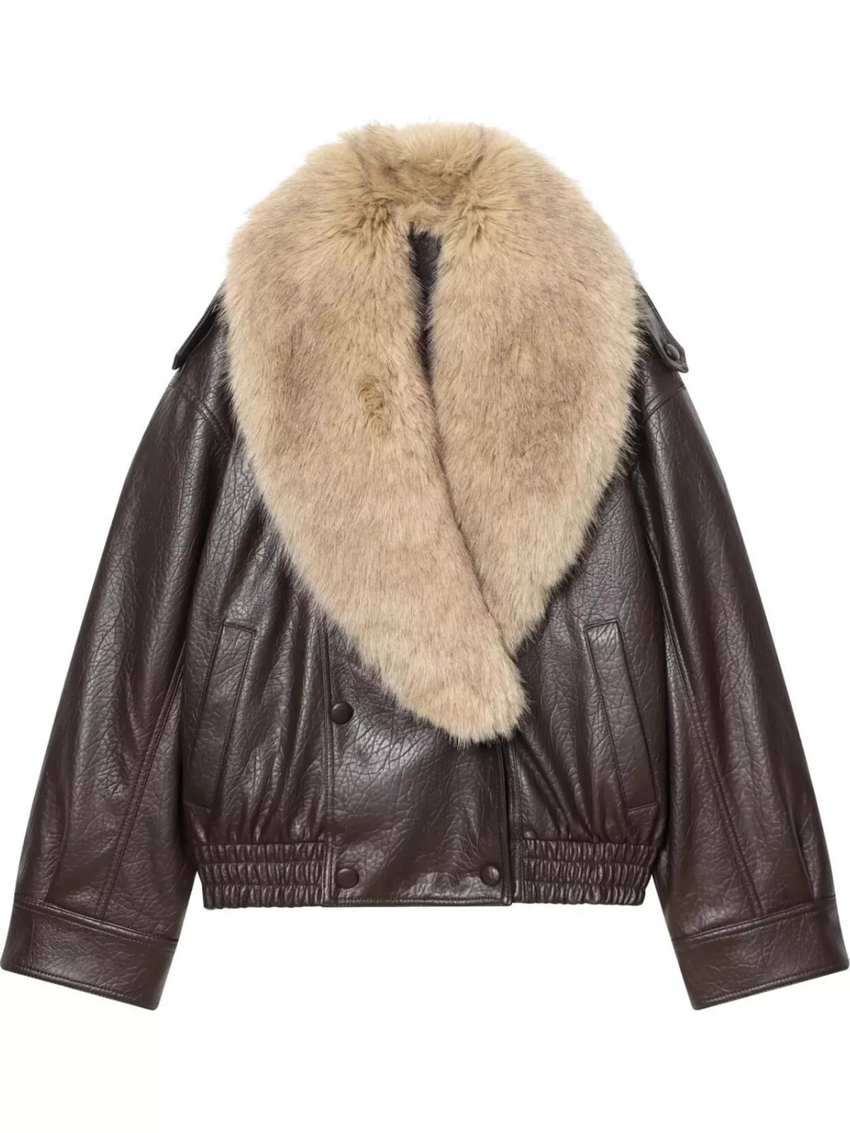 Faux Fur Collar Bomber Jacket - Premium variable from Tooksie - Just $105.99! Shop now at Tooksie