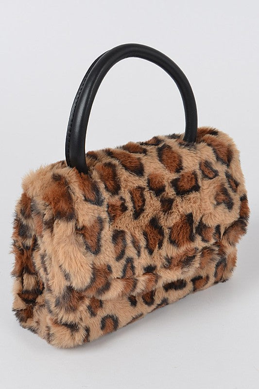 Faux Fur Leopard Print Crossbody Bag - Premium simple from Tooksie - Just $37.99! Shop now at Tooksie