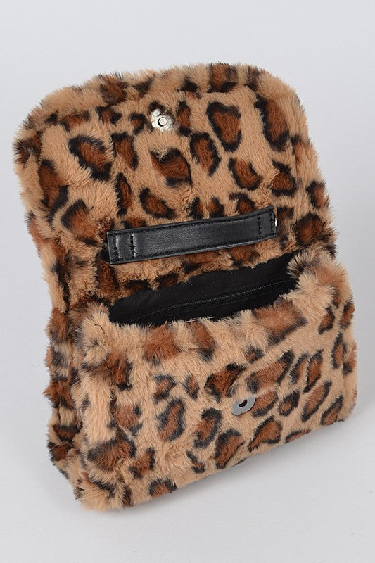 Faux Fur Leopard Print Crossbody Bag - Premium simple from Tooksie - Just $37.99! Shop now at Tooksie