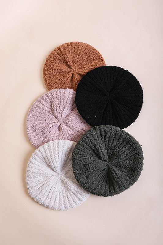 Boucle Rib Knit Beret - Premium variable from Tooksie - Just $11.99! Shop now at Tooksie