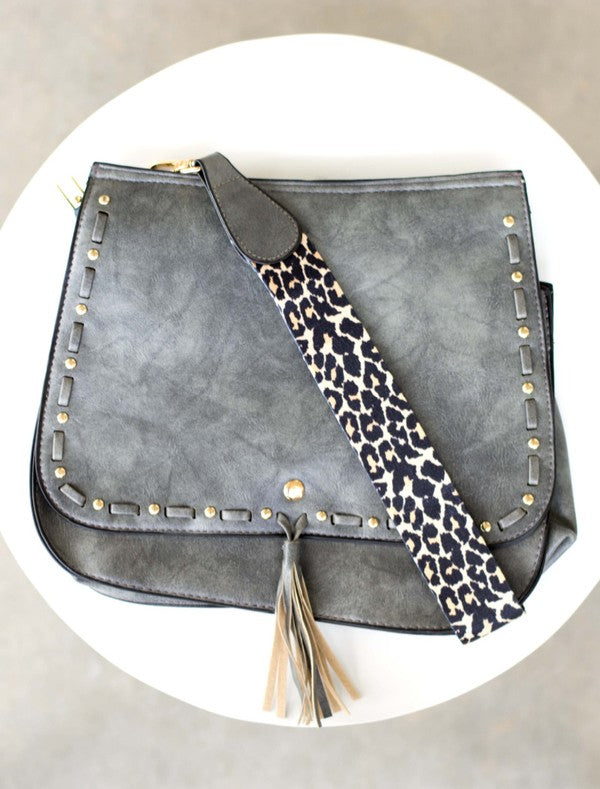 Leopard Strap Fold-over Crossbody Bag - Premium variable from Tooksie - Just $31.99! Shop now at Tooksie