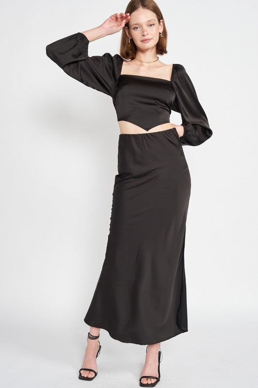 Satin Bias Cut Maxi Skirt - Premium variable from Tooksie - Just $44.99! Shop now at Tooksie