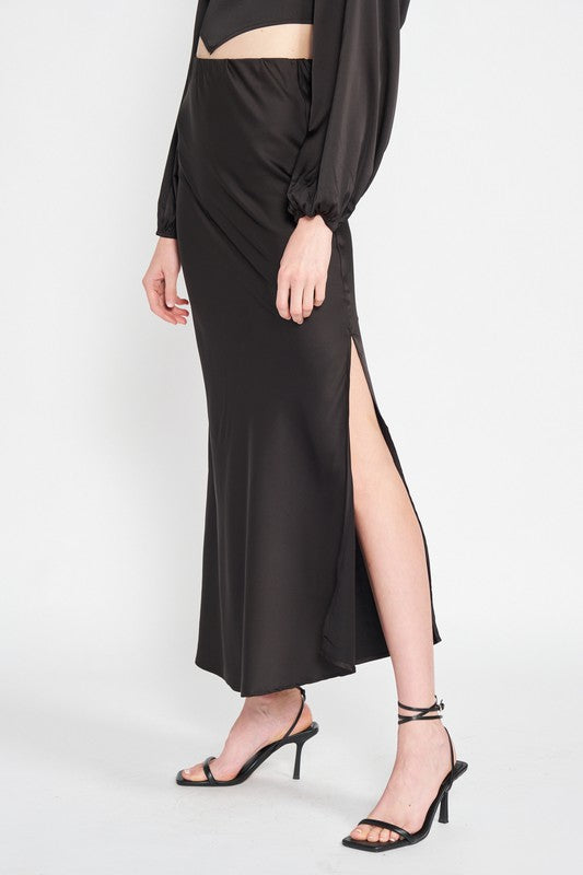 Satin Bias Cut Maxi Skirt - Premium variable from Tooksie - Just $44.99! Shop now at Tooksie