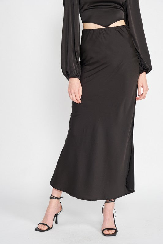 Satin Bias Cut Maxi Skirt - Premium variable from Tooksie - Just $44.99! Shop now at Tooksie