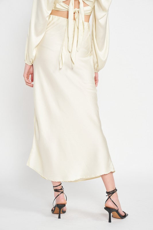 Satin Bias Cut Maxi Skirt - Premium variable from Tooksie - Just $44.99! Shop now at Tooksie