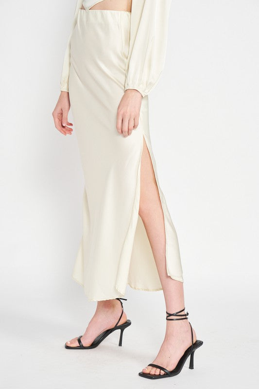 Satin Bias Cut Maxi Skirt - Premium variable from Tooksie - Just $44.99! Shop now at Tooksie