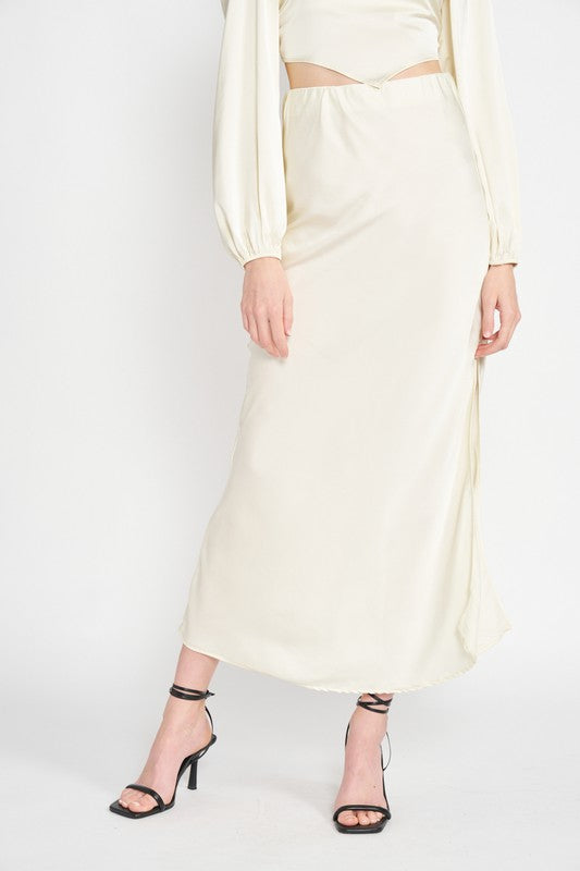 Satin Bias Cut Maxi Skirt - Premium variable from Tooksie - Just $44.99! Shop now at Tooksie