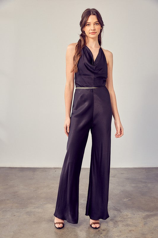 Black Satin Flared Trousers - Premium variable from Mustard Seed - Just $56.99! Shop now at Tooksie