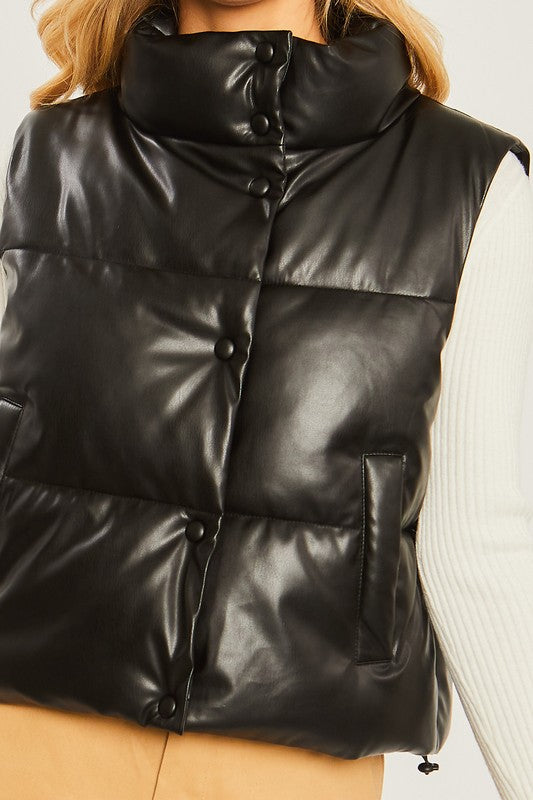 Faux Leather Puffer Vest - Premium variable from Tooksie - Just $30.99! Shop now at Tooksie