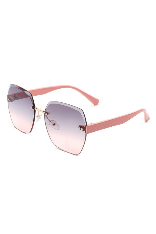 Oversize Square Geometric Rimless Sunglasses - Premium variable from Tooksie - Just $9.99! Shop now at Tooksie