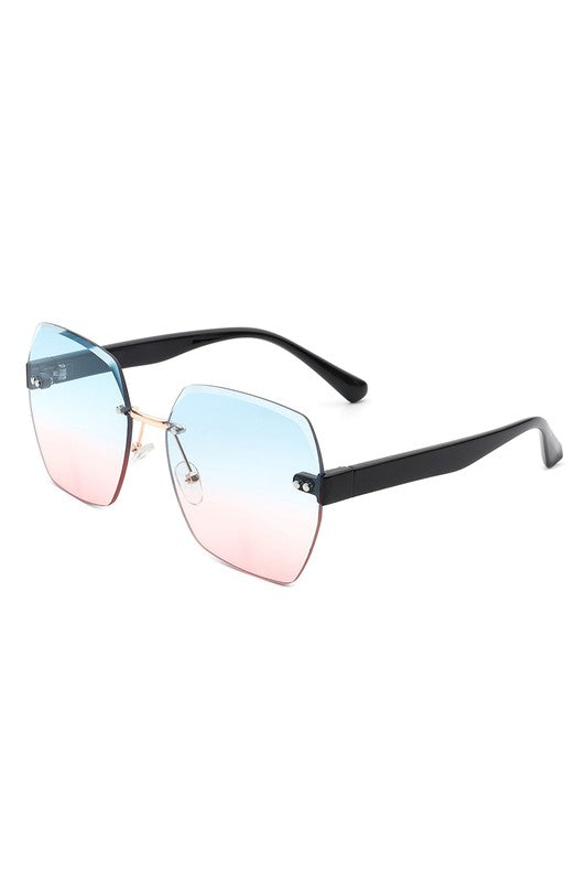 Oversize Square Geometric Rimless Sunglasses - Premium variable from Tooksie - Just $9.99! Shop now at Tooksie