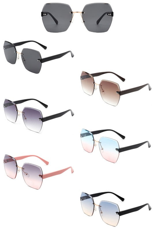 Oversize Square Geometric Rimless Sunglasses - Premium variable from Tooksie - Just $9.99! Shop now at Tooksie