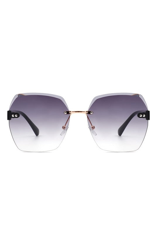 Oversize Square Geometric Rimless Sunglasses - Premium variable from Tooksie - Just $9.99! Shop now at Tooksie