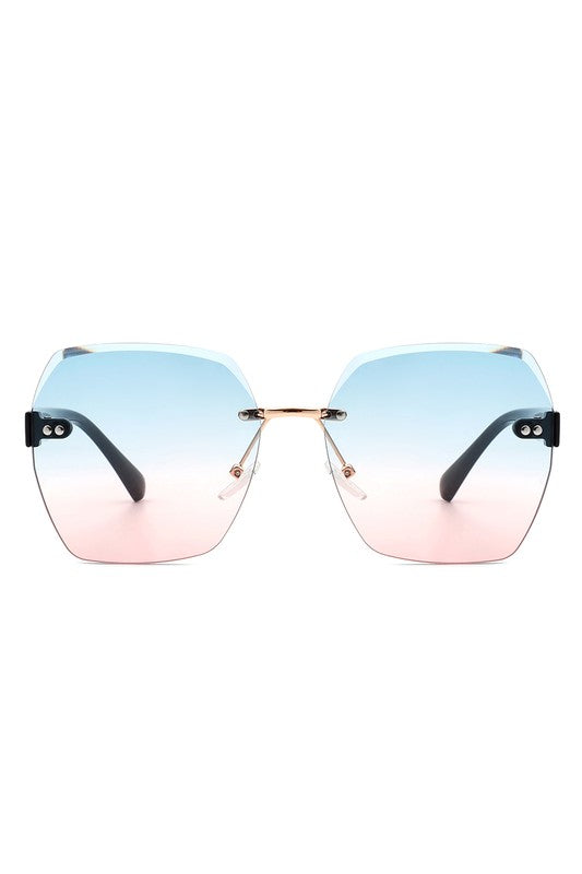 Oversize Square Geometric Rimless Sunglasses - Premium variable from Tooksie - Just $9.99! Shop now at Tooksie