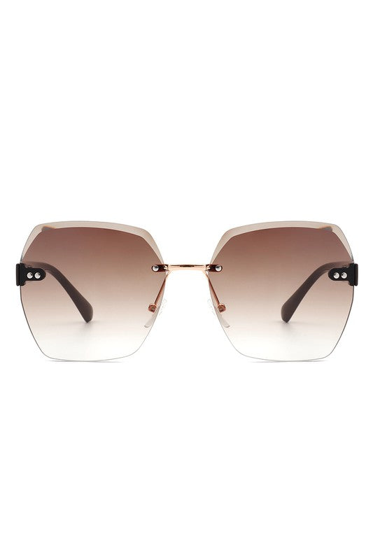 Oversize Square Geometric Rimless Sunglasses - Premium variable from Tooksie - Just $9.99! Shop now at Tooksie