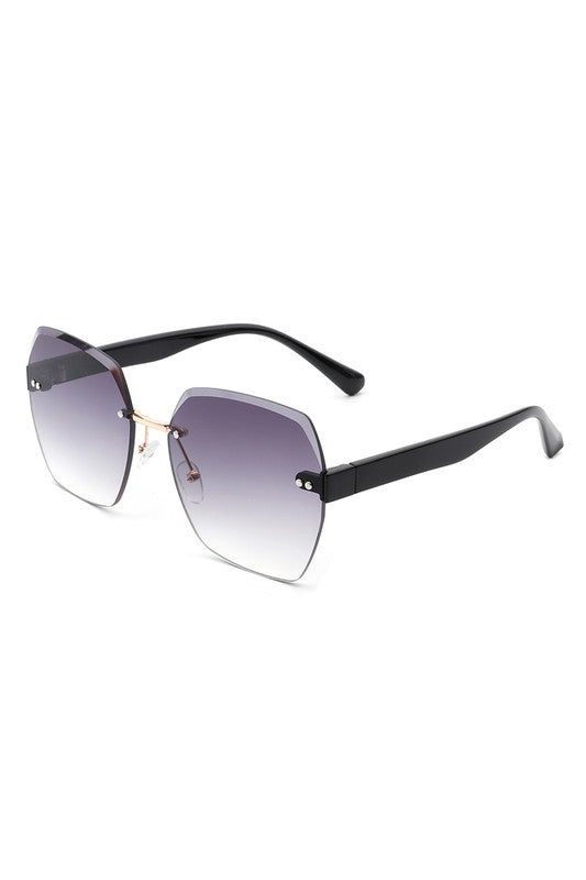 Oversize Square Geometric Rimless Sunglasses - Premium variable from Tooksie - Just $9.99! Shop now at Tooksie