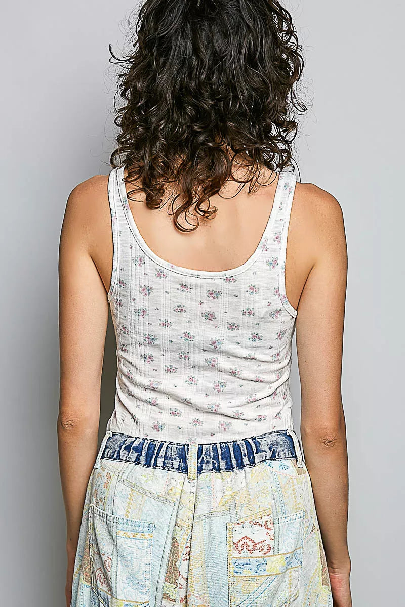 Floral Ribbed Tank Top - Premium variable from Tooksie - Just $41.99! Shop now at Tooksie