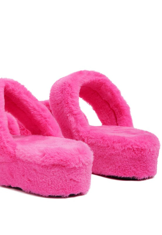Two Band Faux Fur Slippers - Premium variable from Tooksie - Just $23.99! Shop now at Tooksie