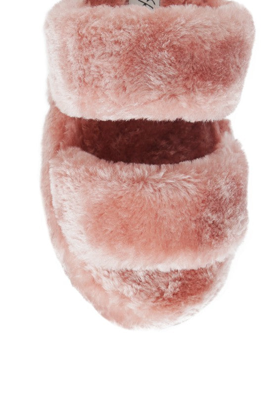 Two Band Faux Fur Slippers - Premium variable from Tooksie - Just $23.99! Shop now at Tooksie