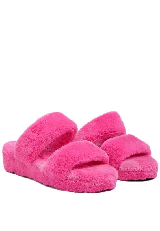 Two Band Faux Fur Slippers - Premium variable from Tooksie - Just $23.99! Shop now at Tooksie
