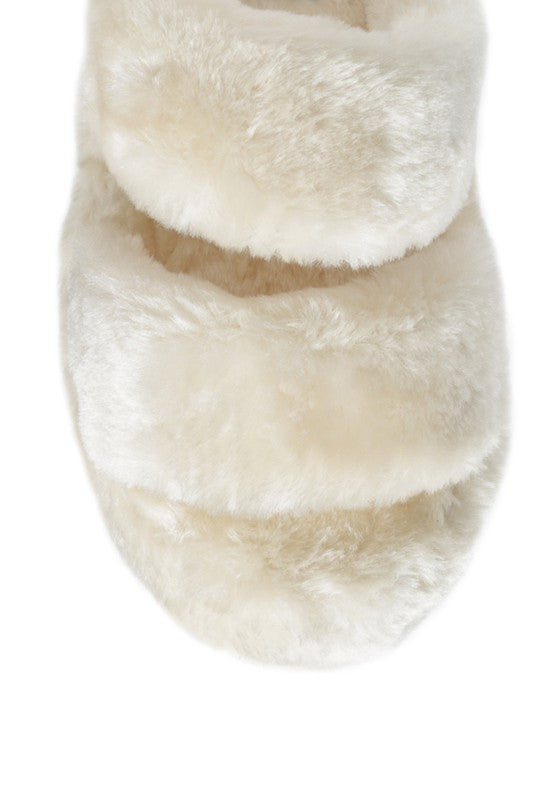 Two Band Faux Fur Slippers - Premium variable from Tooksie - Just $23.99! Shop now at Tooksie