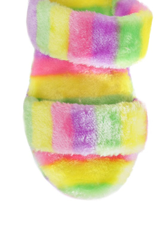 Two Band Faux Fur Slippers - Premium variable from Tooksie - Just $23.99! Shop now at Tooksie