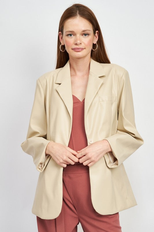 Faux Leather Blazer - Premium  from Tooksie - Just $89.99! Shop now at Tooksie