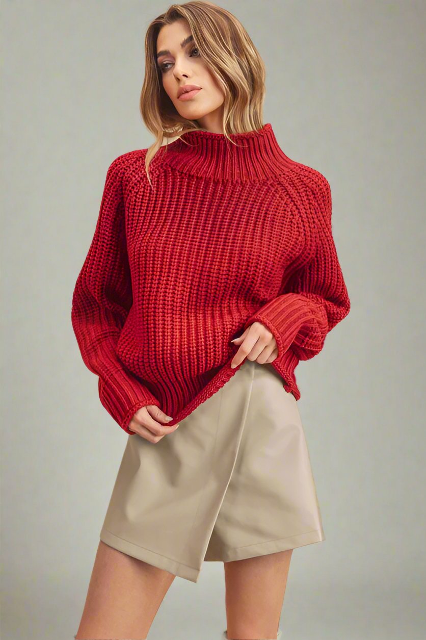 Ribbed Turtleneck Sweater - Premium variable from Tooksie - Just $49.99! Shop now at Tooksie