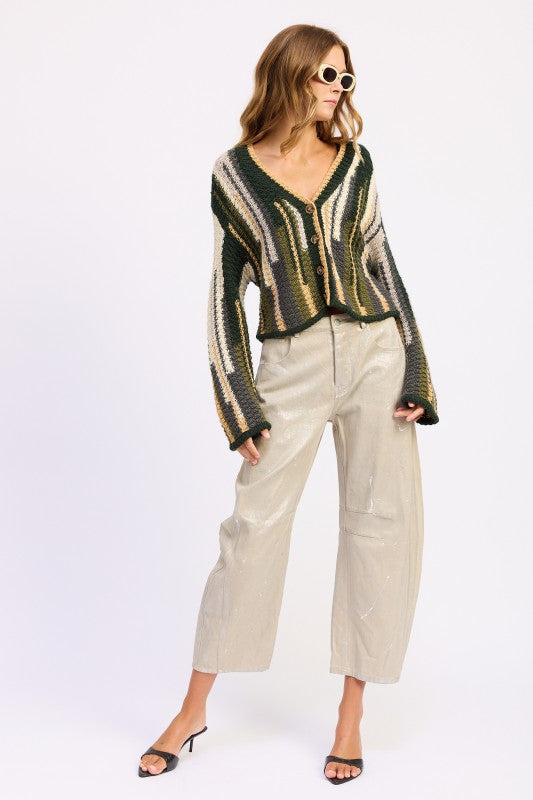Striped Knit Cardigan - Premium variable from Tooksie - Just $57.99! Shop now at Tooksie