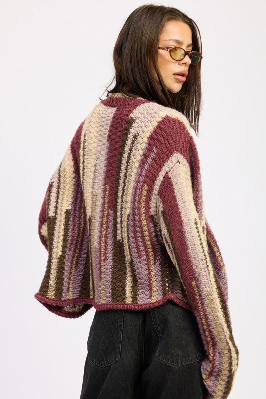 Striped Knit Cardigan - Premium variable from Tooksie - Just $57.99! Shop now at Tooksie