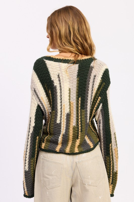 Striped Knit Cardigan - Premium variable from Tooksie - Just $57.99! Shop now at Tooksie