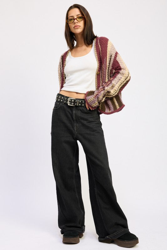 Striped Knit Cardigan - Premium variable from Tooksie - Just $57.99! Shop now at Tooksie