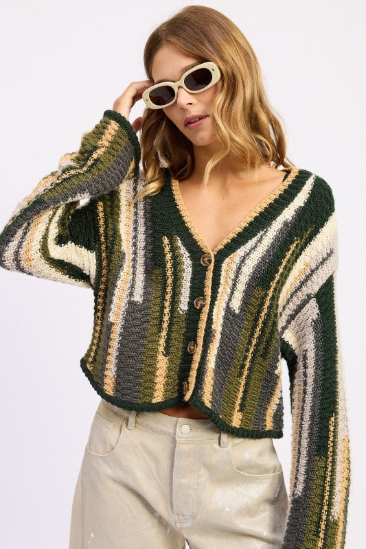 Striped Knit Cardigan - Premium variable from Tooksie - Just $57.99! Shop now at Tooksie