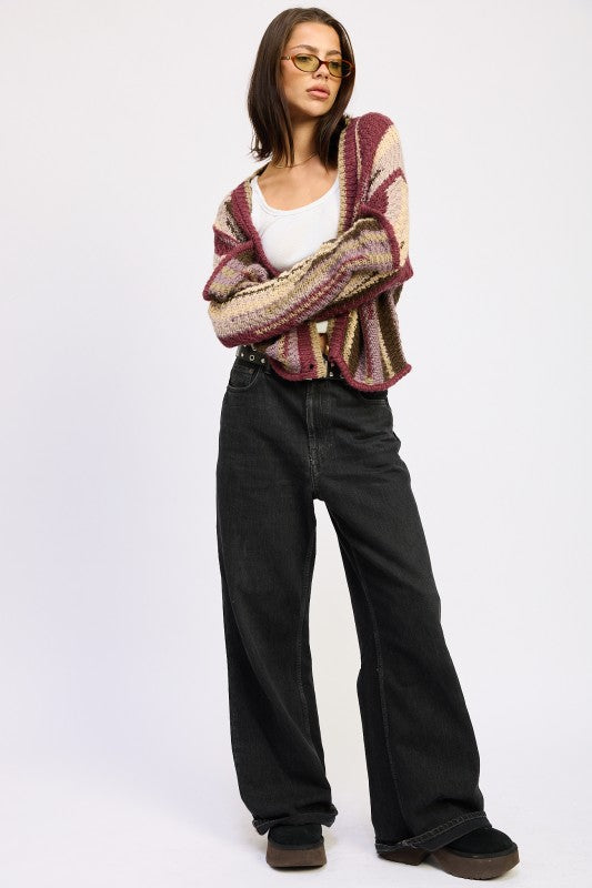 Striped Knit Cardigan - Premium variable from Tooksie - Just $57.99! Shop now at Tooksie
