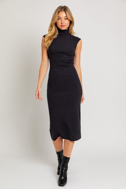 Mock Neck Sweater Midi Dress - Premium variable from LE LIS - Just $46.99! Shop now at Tooksie