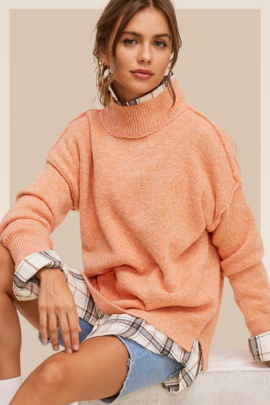 Drop Shoulder Turtle Neck Sweater - Premium variable from Tooksie - Just $43.99! Shop now at Tooksie