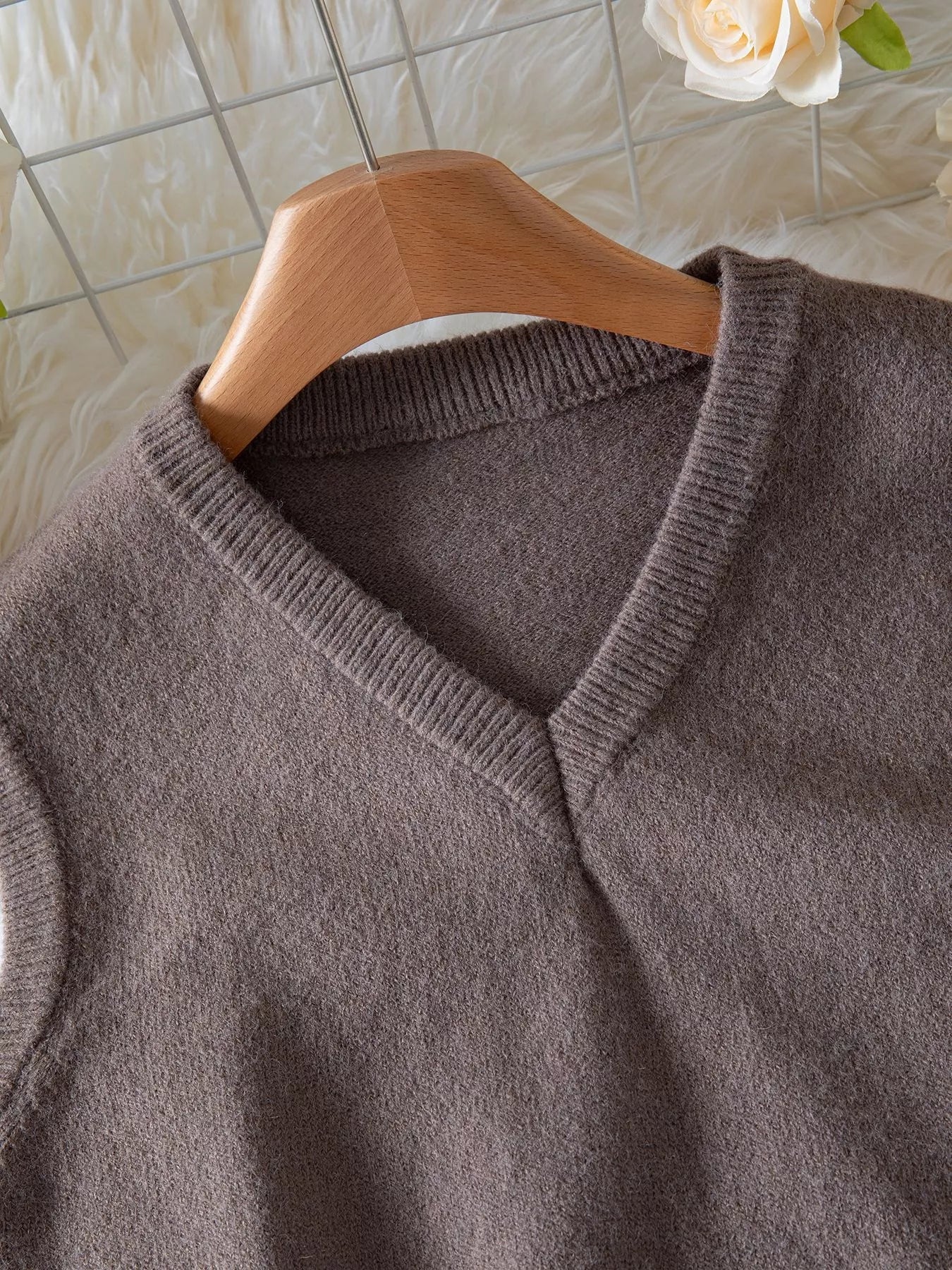 Ribbed Hem V-Neck Sweater Vest - Premium variable from Tooksie - Just $28.99! Shop now at Tooksie