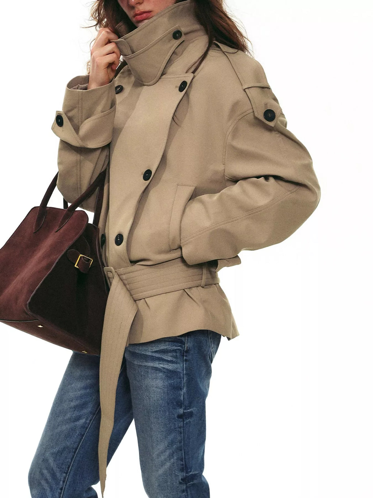 Belted Trench Style Jacket - Premium variable from Tooksie - Just $114.99! Shop now at Tooksie