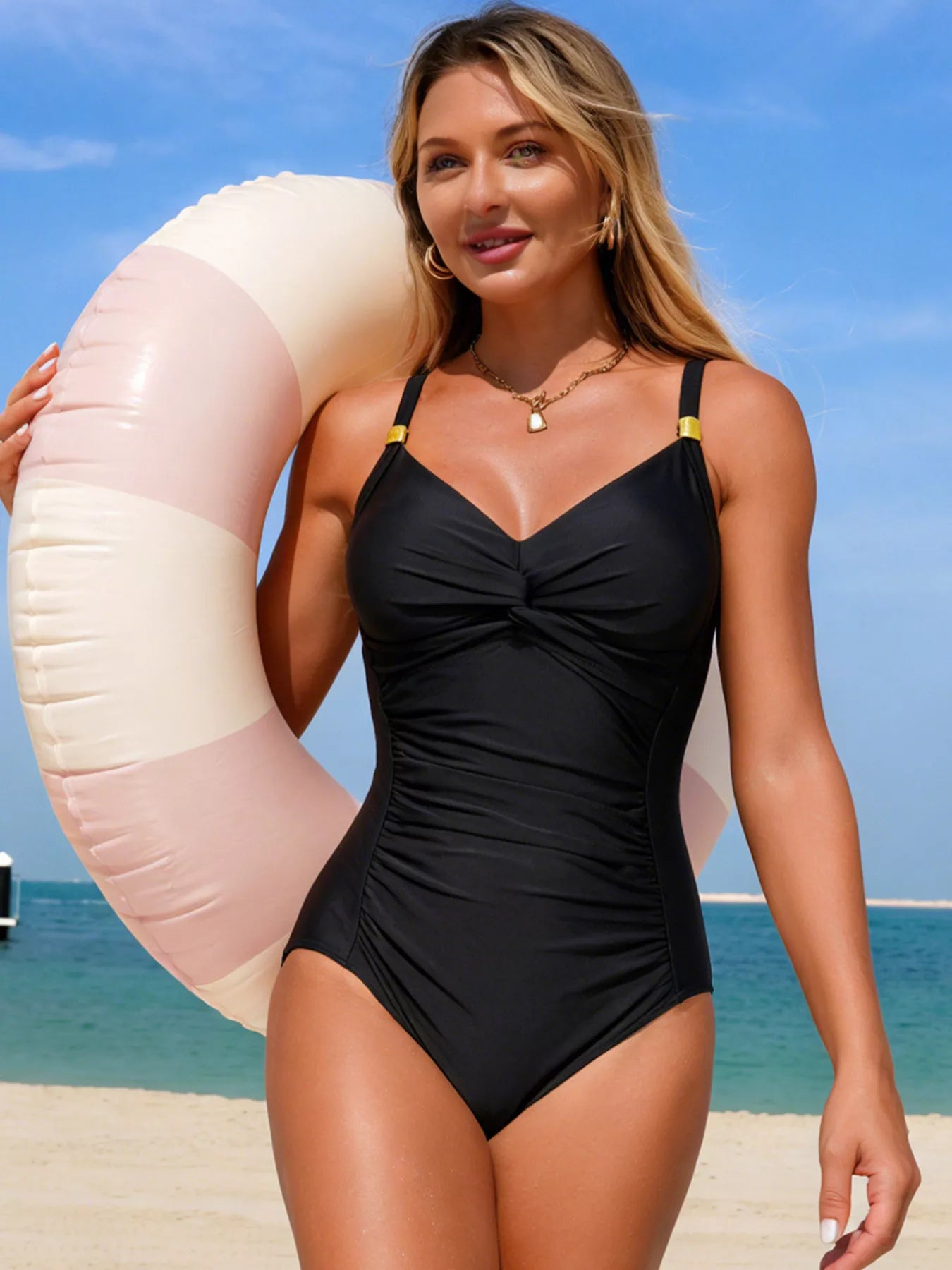 Twist Detail Ruched Swimsuit - Premium variable from Tooksie - Just $30.99! Shop now at Tooksie