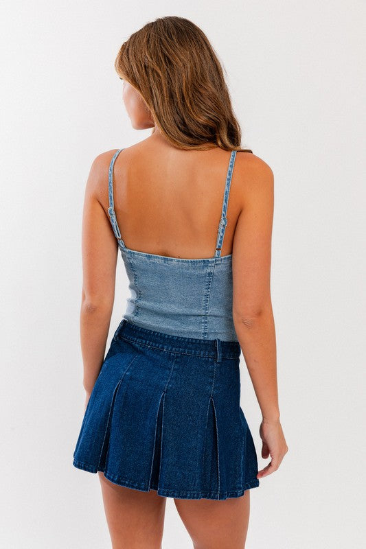 Denim Bustier Bodysuit - Premium variable from Tooksie - Just $51.99! Shop now at Tooksie