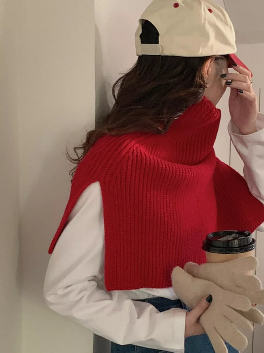 Chunky Knit Turtleneck Slit Scarf - Premium variable from Trendsi - Just $18.99! Shop now at Tooksie