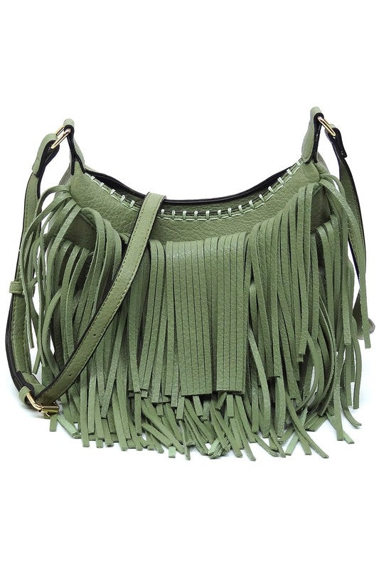 Fringe Hobo Crossbody Bag - Premium variable from Tooksie - Just $40.99! Shop now at Tooksie