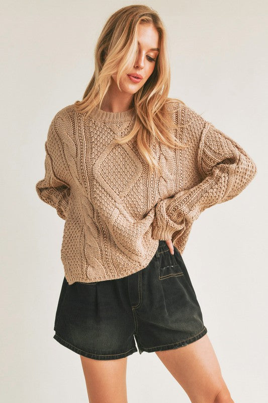 Cable Knit Sweater - Premium variable from Tooksie - Just $39.99! Shop now at Tooksie