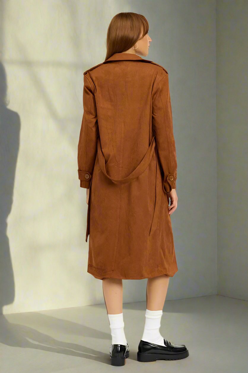 Faux Suede Trench Coat - Premium variable from Emory Park - Just $124.99! Shop now at Tooksie