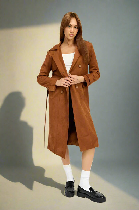 Faux Suede Trench Coat - Premium variable from Emory Park - Just $124.99! Shop now at Tooksie