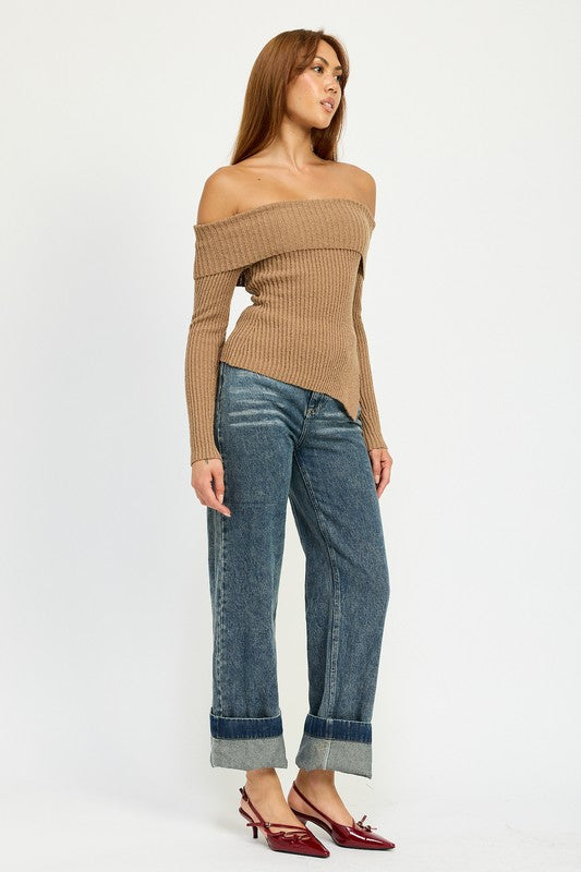 Washed Denim Cuffed Jeans - Premium variable from Tooksie - Just $61.99! Shop now at Tooksie